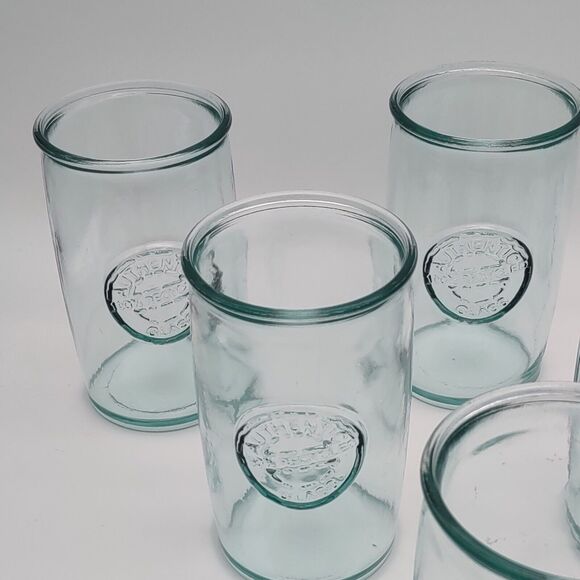 Vintage San Miguel 100% Authentic Recycled Glass 16oz Tumblers Set Of 6 - Picture 4 of 5